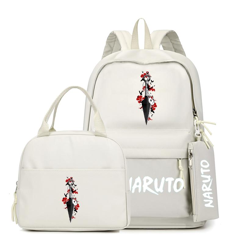 3Pcs/set Anime Naruto Backpack with Lunch Bag for Girl Boy Student Back To School Bookbag Schoolbag Men Women Leisure Travel Bag
