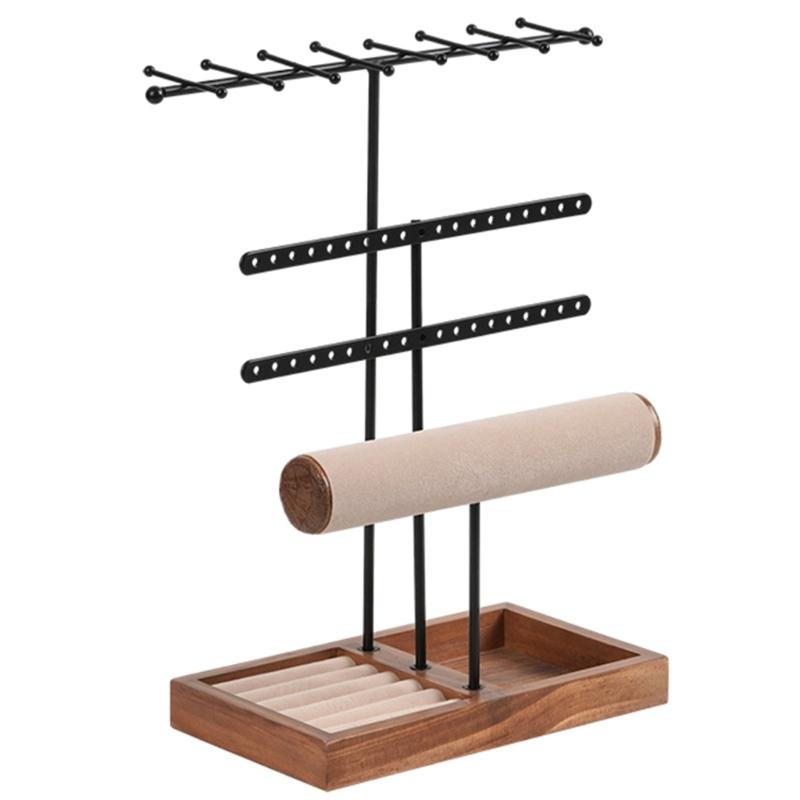 Adjustable Jewelry Stand Multifunctional Jewelry Display Holder Necklace Display Stand Rings Holder Suitable for Desktop