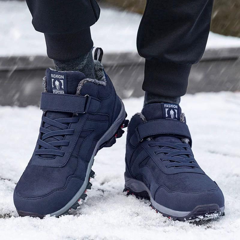 Winter Velvet Thickened High Top Cotton Shoes, Anti Slip and Walking Shoes, Keep Warm