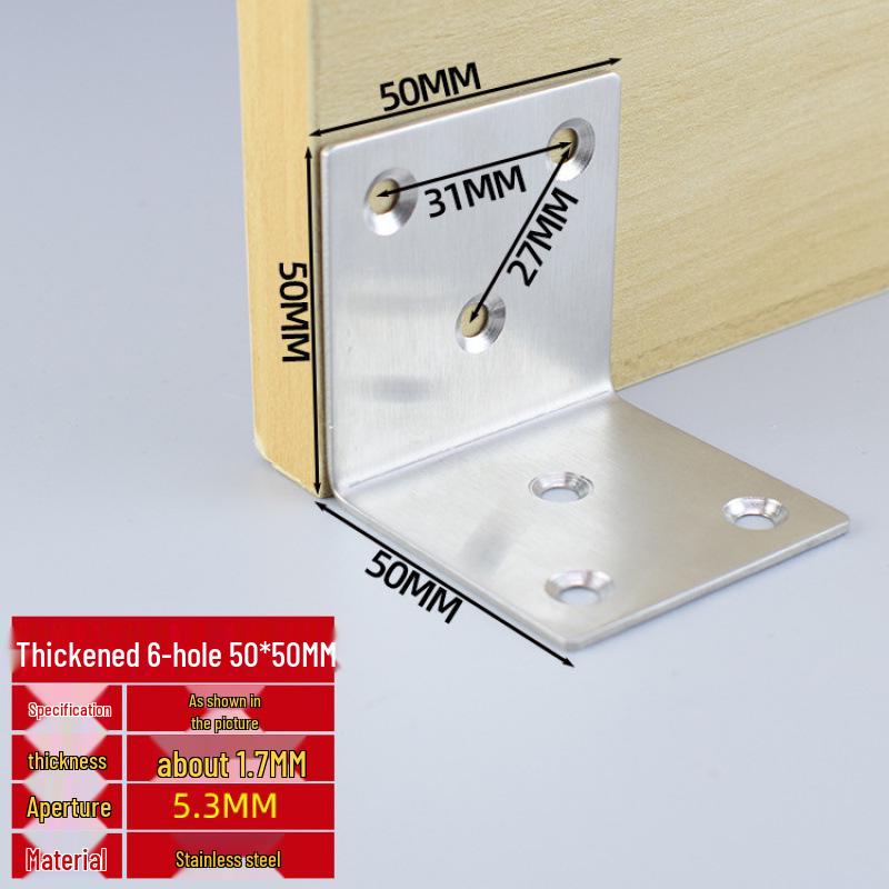 Thick Stainless Steel 90° Angle Bracket for Furniture Fastening