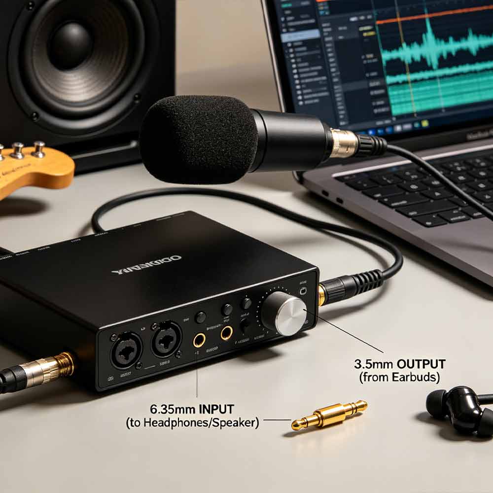 6.35mm Male Stereo TRS Converter Gold-Plated Headphone Adapter Audio Adapter  Recording Devices