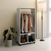 Wardrobe with Shelves, 2 Hanging Niches, 4 Swivel Casters, 60 x 40 x 128 cm, Grey