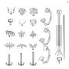 1 Set Edelstahl Nasenring Lippenpiercing U-förmig beidseitig Zirkonia Piercing Set Nasenpiercing