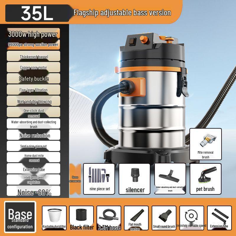 High Suction Vacuum Cleaner for Wet/Dry Use - Ideal for Initial and Grout Cleaning, Car Washing, and Industrial Needs