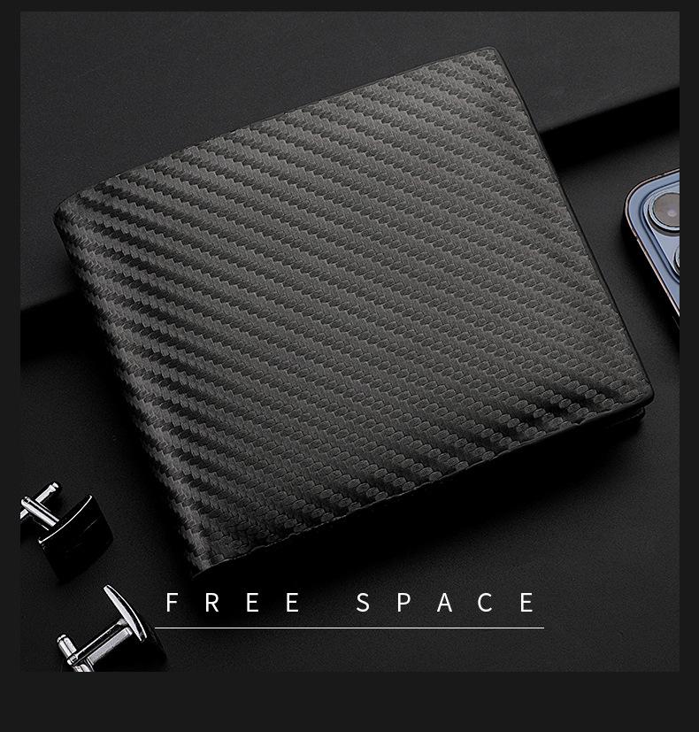 Men's Carbon Fiber Zipper Card Holder - European & American Style Horizontal Wallet