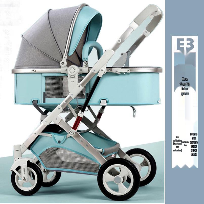 Foldable Multi-Functional High Landscape Baby Stroller: Sits and Lies Flat, Shock-Absorbing, Two-Way Design for Newborns
