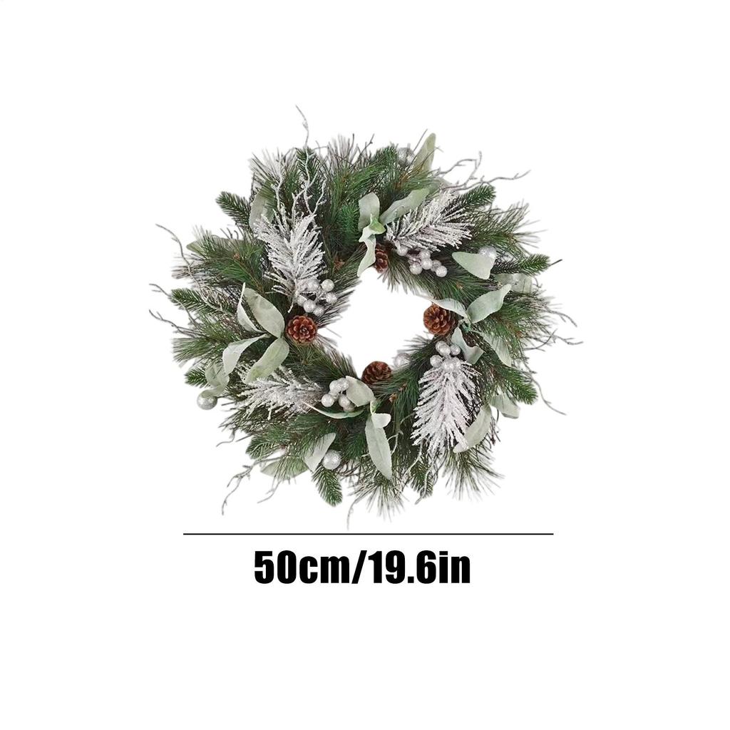 Winter Christmas Wreath Realistic Holiday Ornament Christmas Door Wreath With Artificial Berry For Outdoor Window Mantel
