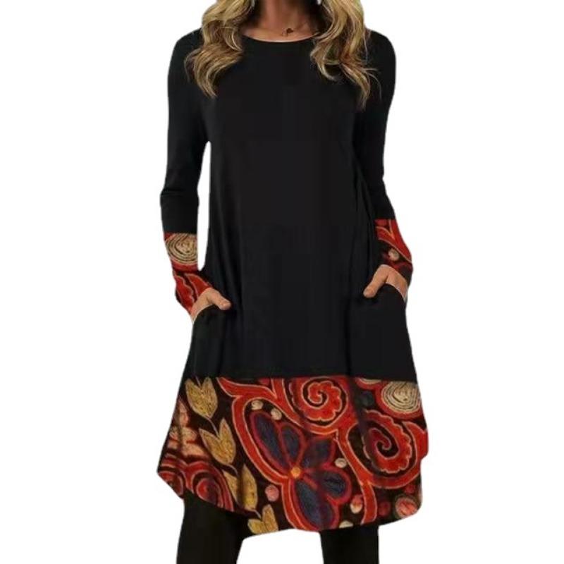 EastRogue Women's Fashion Spring Autumn Long Sleeve O-Neck Casual Dresses