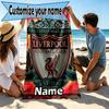 Asciugamano da Spiaggia Personalizzato con Nome Liverpool F.C., per Viaggio Campeggio Festa in Spiaggia Decorazione Casa, Regalo di Compleanno per Famiglia e Amici