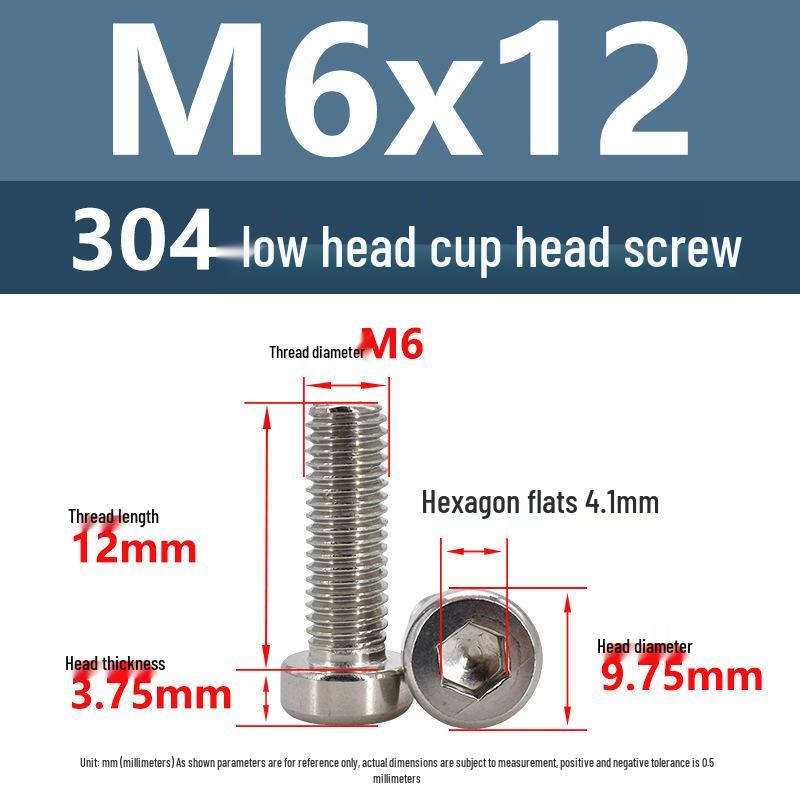 304 Edelstahl Flachkopf Innensechskant Maschinenschrauben M3-M10