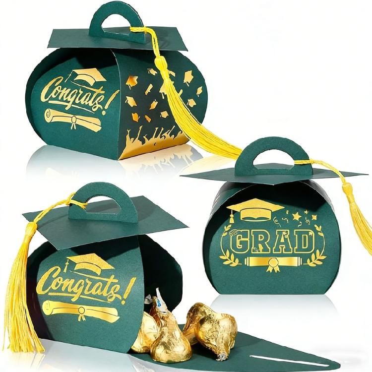 Graduation Hat Candy Holder with Fringes Decorative Gift Packaging Box Stylish Students Graduation Accessories
