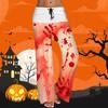 Women's Drawstring Elastic Waistband Wide Leg Color Matching Halloween Printed Casual Pants