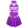 Girls Carnival Party Halloween Cosplay Cheerleading Uniform Outfit Sleeveless Crisscross Back Dress
