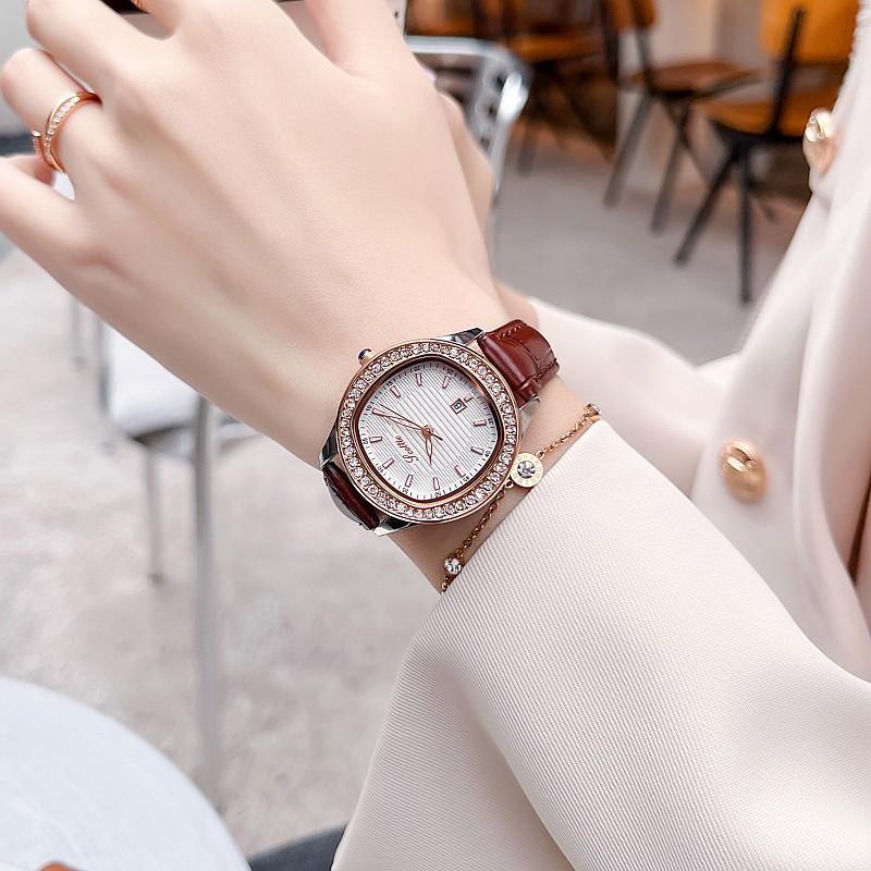 Fashion Diamond Watch Femininity Stainless Steel Strap Calendar Personalized Belt Watch Ladies Watch