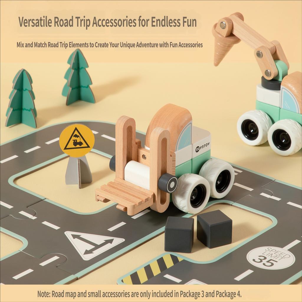 Wooden Children'S Engineering Vehicle Boy'S Variety Assembled Building Blocks Toy Car Set School Gift-Giving Educational Toys