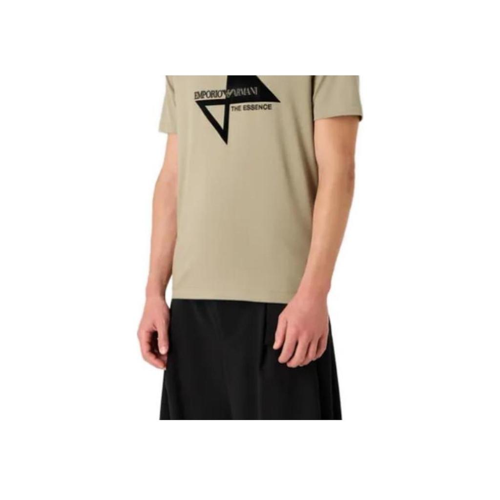 Emporio Armani Loose Fit Round Neck Letter Short Sleeve T-Shirt Men tops Green 7V1T6Q1-J7FZ1-0544