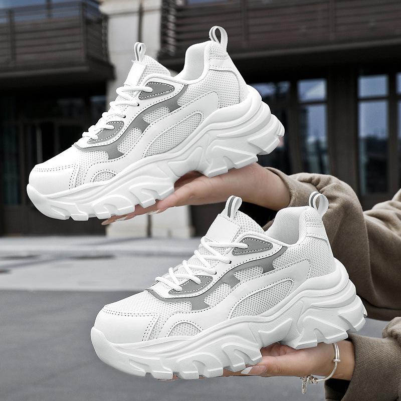 Fashion Four season mesh women's sports leisure fashionable thick soled women's shoes breathable wear-resistant non slip shoes