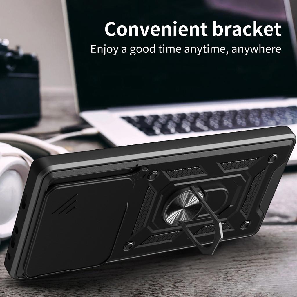 For OnePlus 13 Case with Slide Camera Lid PC+TPU Kickstand Phone Cover