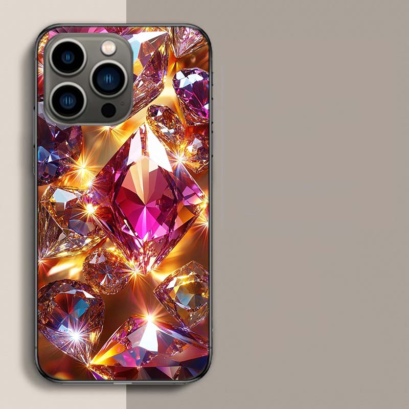 Shining and Dazzling Diamond Gemstones Phone Case For Iphone 17 Air 15 Pro 14 Plus 16 Pro Max 17E 16E 12 13 Mini 11 Cover Cute