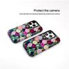 Coque de téléphone à motif floral peint à l'huile pour Apple 14-16, style coréen, et ensemble 2-en-1 pour 15 Pro Max.