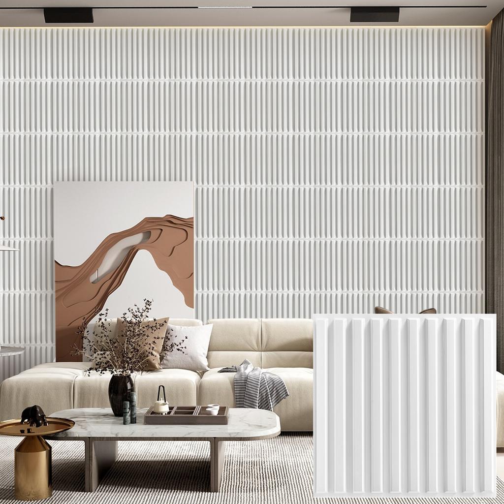 KUUJOJO 3D Slat Wall Panel,3D Fluted Textured Panel Decorative Wall Panel For Home Office Restaurant New Look