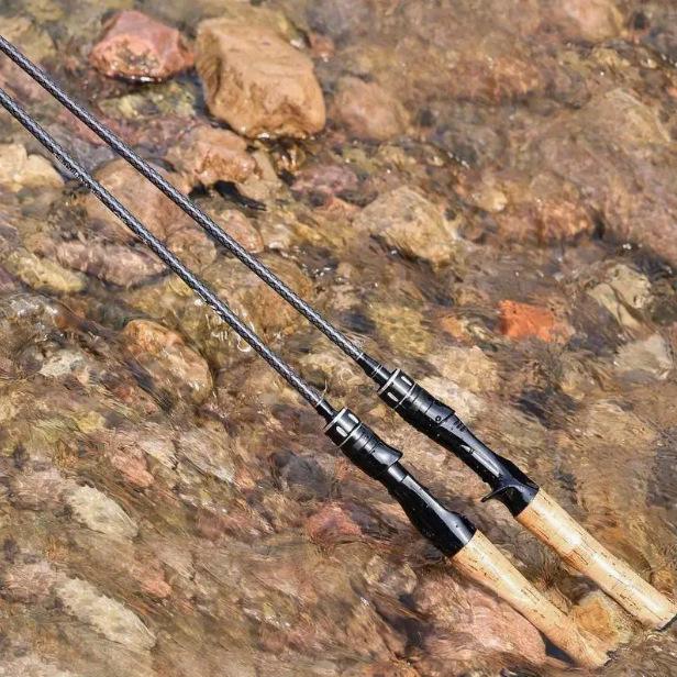 Carbon Fiber Fishing Rod with Micro-Lure and Gun Handle for Bass and Mandarin Fish, UL Lure Rod with Straight Handle and Water Drop Design.