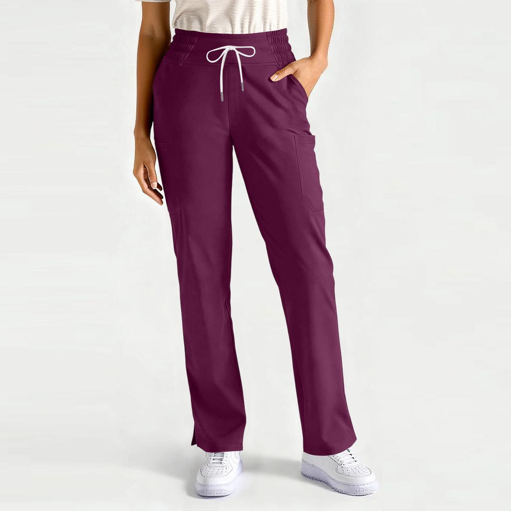 Women's Casual Lightweight  Color Work Pants/caregiver Pants With Side Pockets