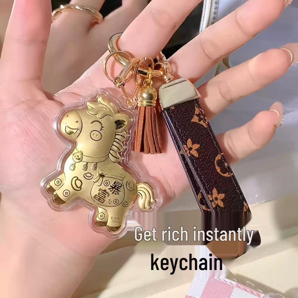 Brelok Złoty Koń: Amulet Bogactwa i Dobrobytu do Toreb i Samochodów