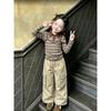 Girls Stylish Striped Mock-Layer Set with Cargo Pants