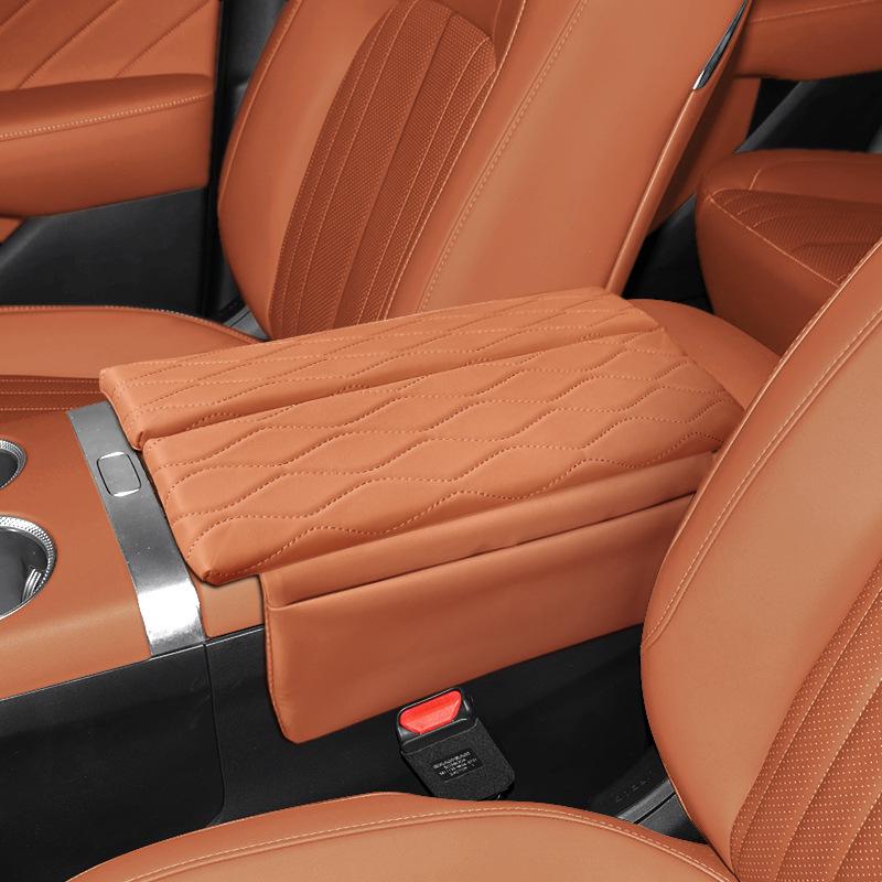 Q07 Central Armrest Box Skin-Feel Leather Heightening Pad for Car Interior Modification