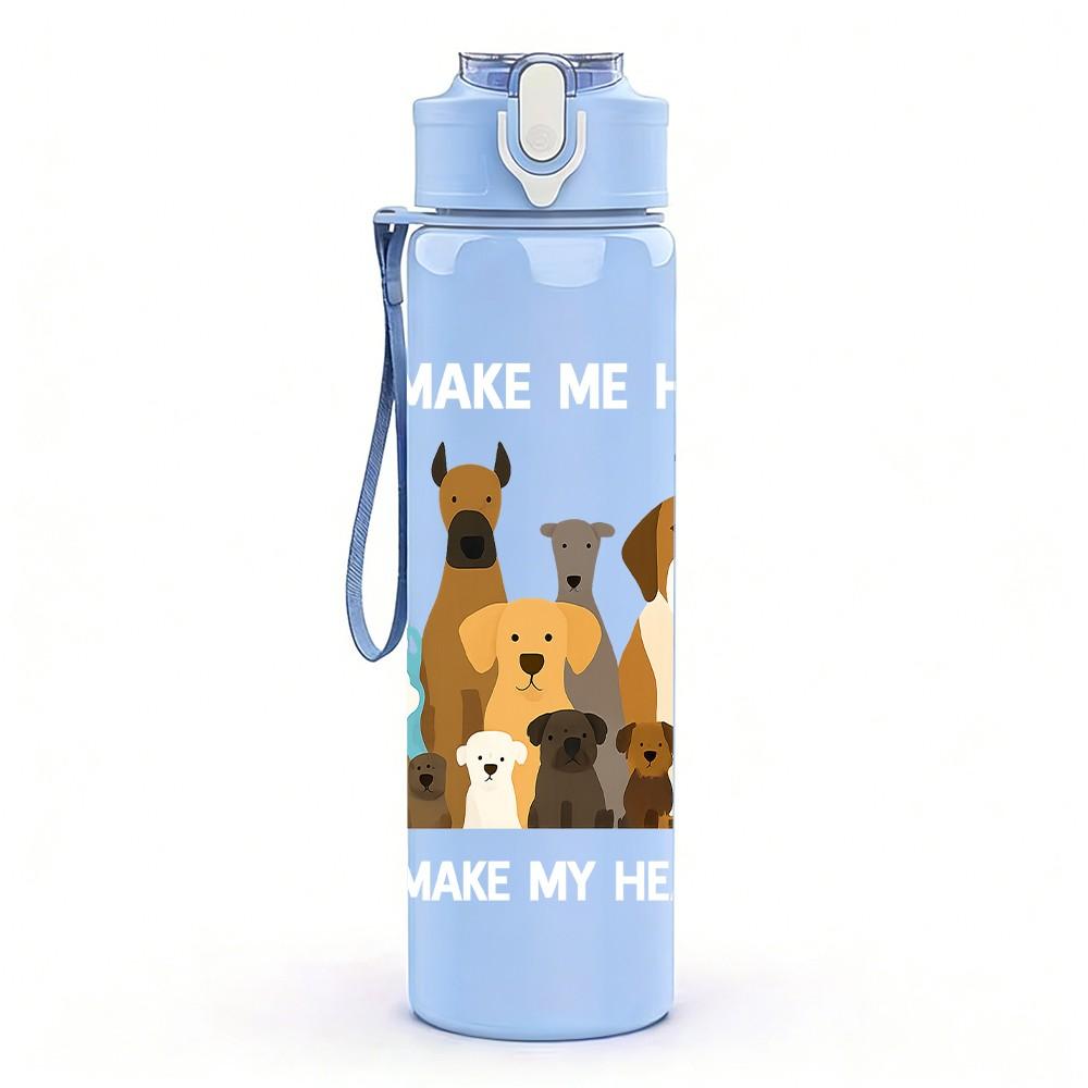 1 Pieza Colección de Perros de Múltiples Razas 750ml Color Plástico Botella de Agua Deportiva Tapa con Pajita Plegable Antifugas Adecuada para Deportes Oficina Uso en Casa