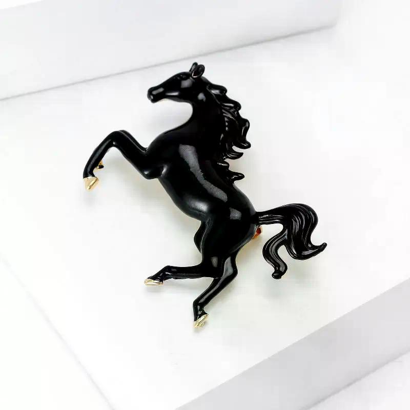 Fashion Enamel Animal Horse Brooches Pins For Women Clothing Coat Jewelry Accessories Gifts