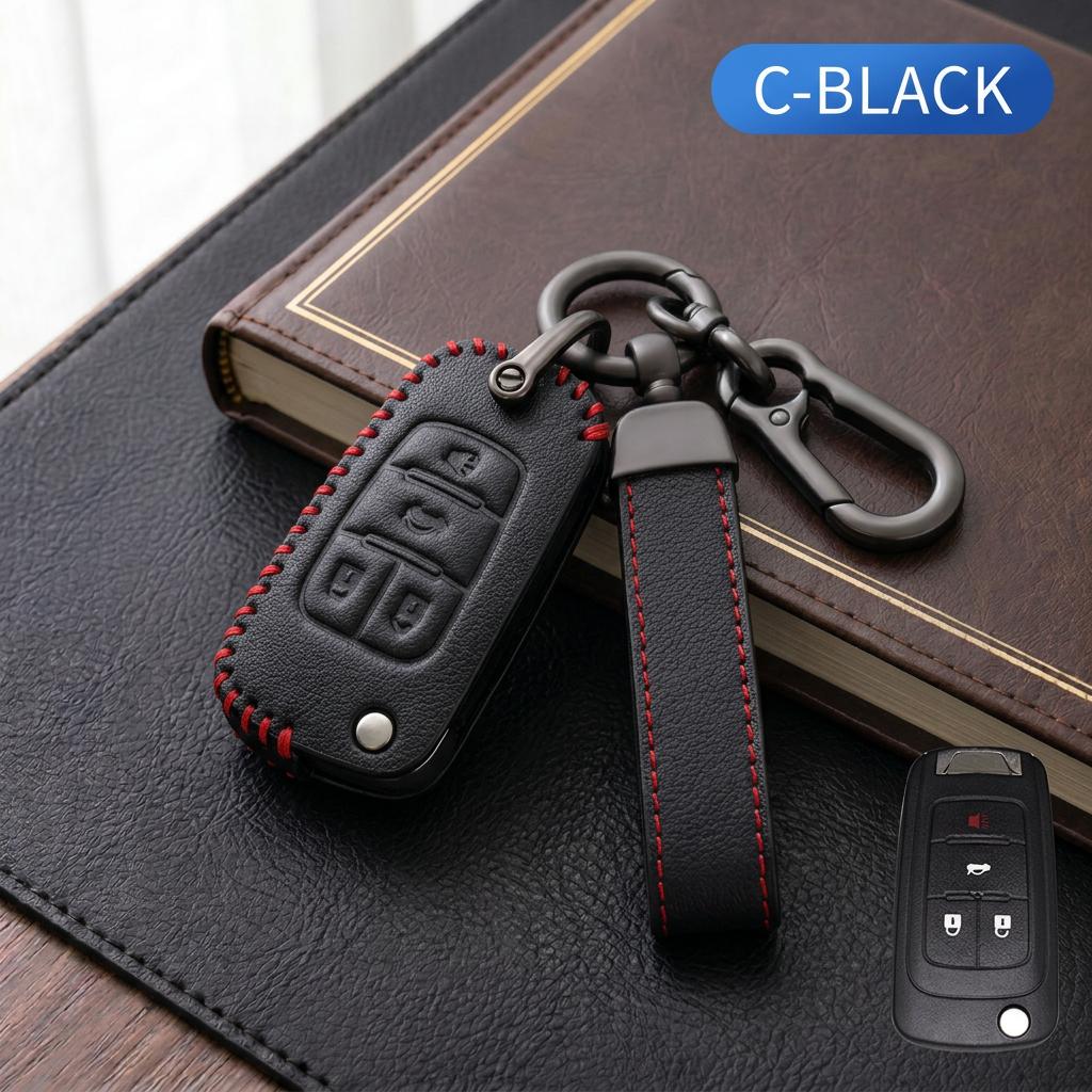 Leather Car Key Cover For Chevrolet Cruze Malibu Camaro Spark Sonic Trax Aveo Orlando Volt Equinox 2/3/4 Button Key Fob Case