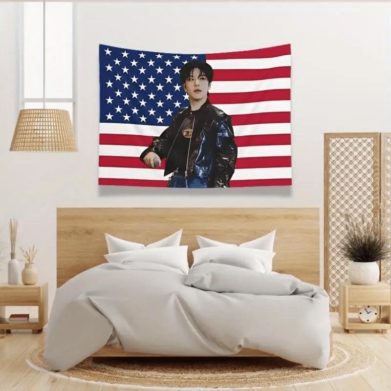 1pc SKZ Seungmin Kpop American Flag Tapestry Banner