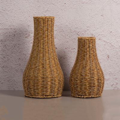 Imitation Rattan Woven Flower Vase Rustic Flower Arrangement Containers Dry Flower Container Living Room Home Decoration