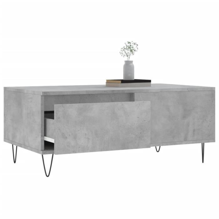 VidaXL Table basse Gris béton 90x50x36,5 cm Bois d'ingénierie 830808