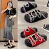 Flat Bottom One-word Outer Slippers Women's Fashion 2025 New Summer Belt Buckle Fairy Wind Soft Bottom Seaside Cool Slippers