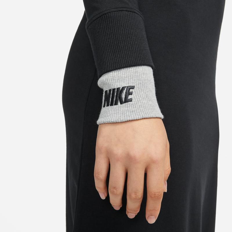 Nike Hooded Slim Fit Long Sleeve Dress Women Dresses Black Dark-Gray Dark-Smoke-Gray DD5091-010