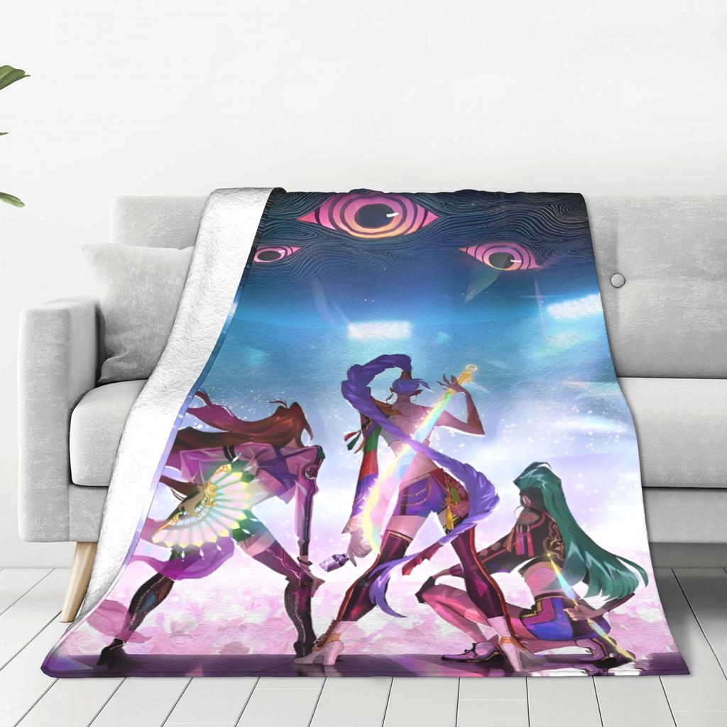 KPop Demon Hunters Anime Warm Blankets  Boy Girl Plush Bedding Throws Novelty Couch Chair Flannel Bedspread Sofa Bed Cover