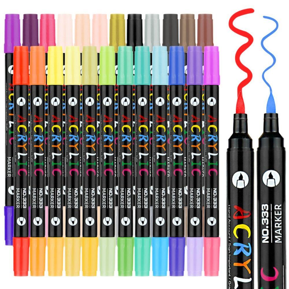 Dual Color Acrylic Paint Markers 24/48/72 Colors Dual Tip Markers Dual-ended Markers  Ceramic Craft
