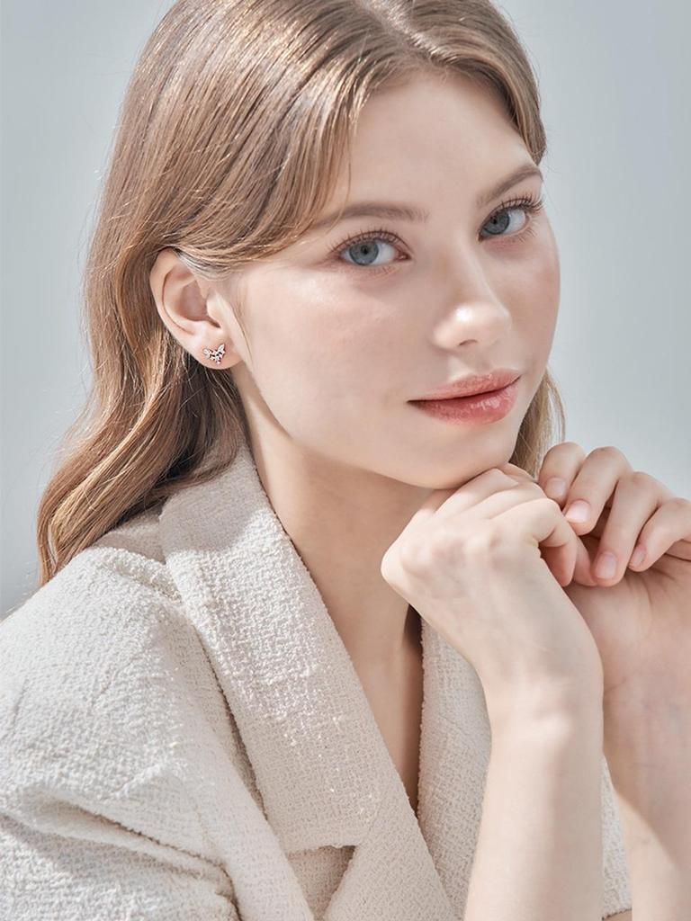[ELLE Schmuck] 14K GF Einfache Wassertropfenstein-Zwei-Stift-Ohrringe ELGPEE527