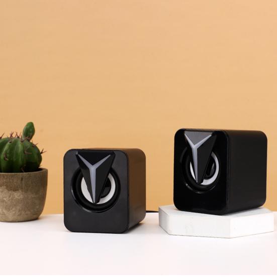1 Pair Small USB Speaker Sound Box with RGB Light Virtual Surround Sound Computer Laptop Speaker Portable Mini Loudspeaker