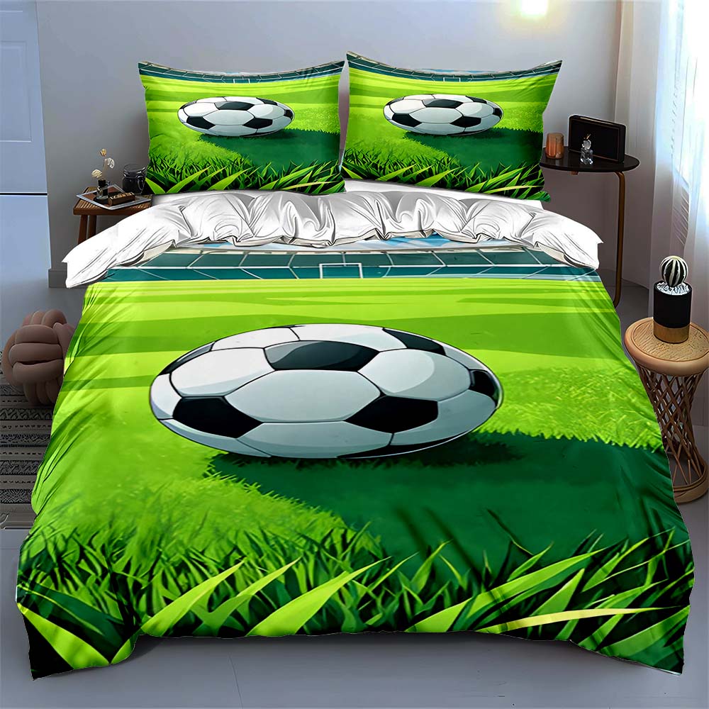 Soccer field design. Bedding Duvet cover sets Duvet covers Pillowcases gifts (1 * Duvet Cover 2 * Pillowcases, without duvet insert)