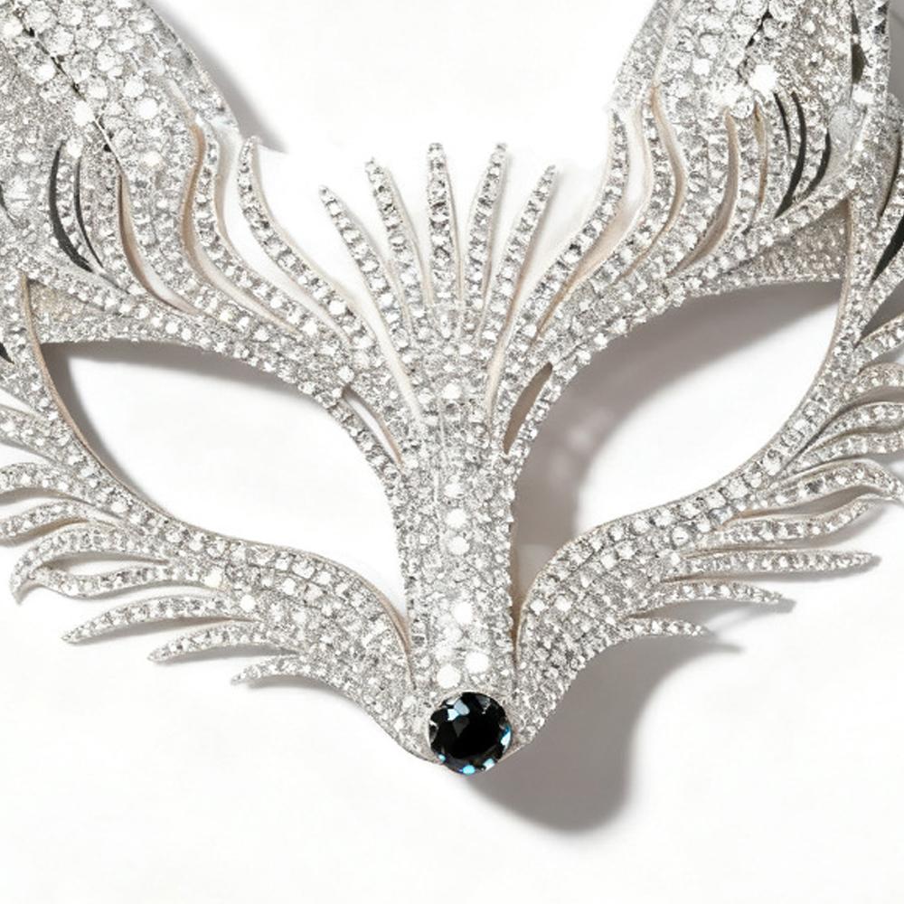 Halloween Rhinestone Fox Mask Veil Masquerade Women Accessories Carnival Cosplay Geometric Crystal Face Chain Mask Party Jewelry