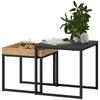 Set of Two Boxy Nesting Tables - Black/Wood-Effect