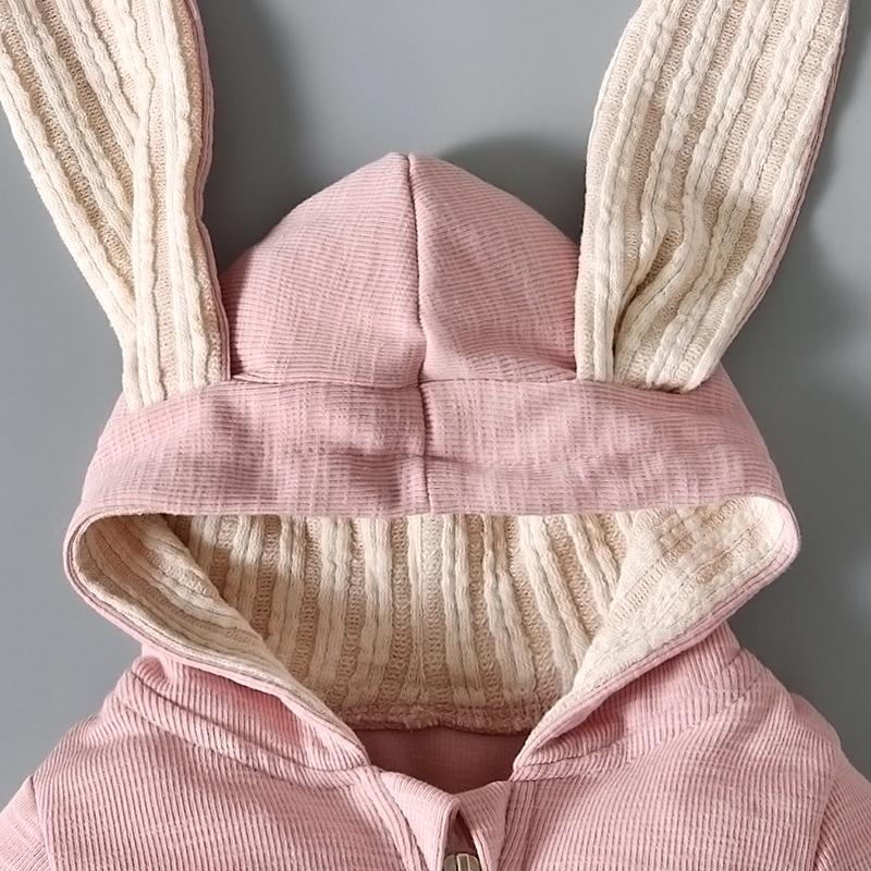 Easter Bunny Ears Hooded Romper for Girls - Spring & Autumn Style