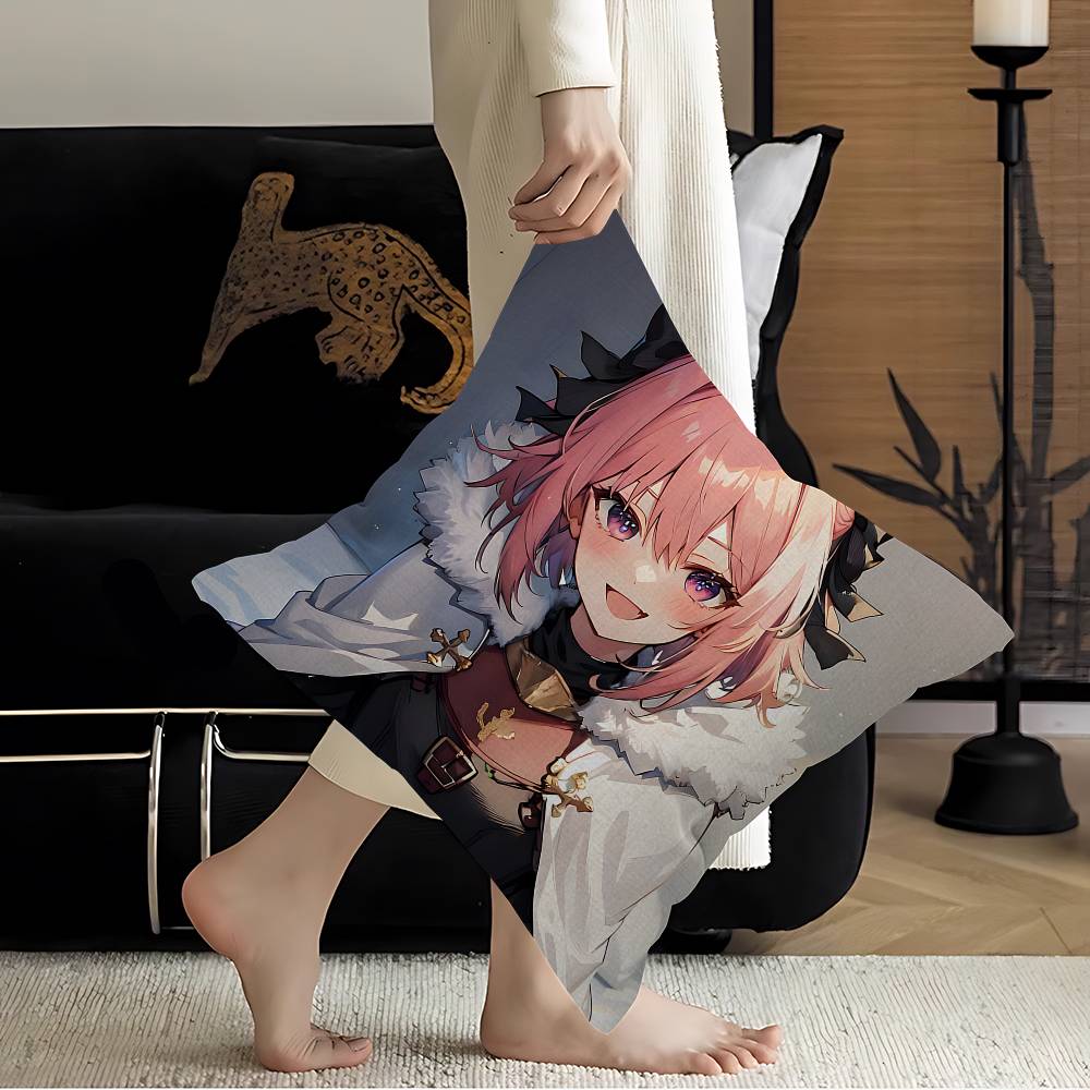 AAstolfo Rose Mignonne Fille Anime Housse de Coussin Taie d'oreiller Salon Canapé Décoration de Maison Personnalisé