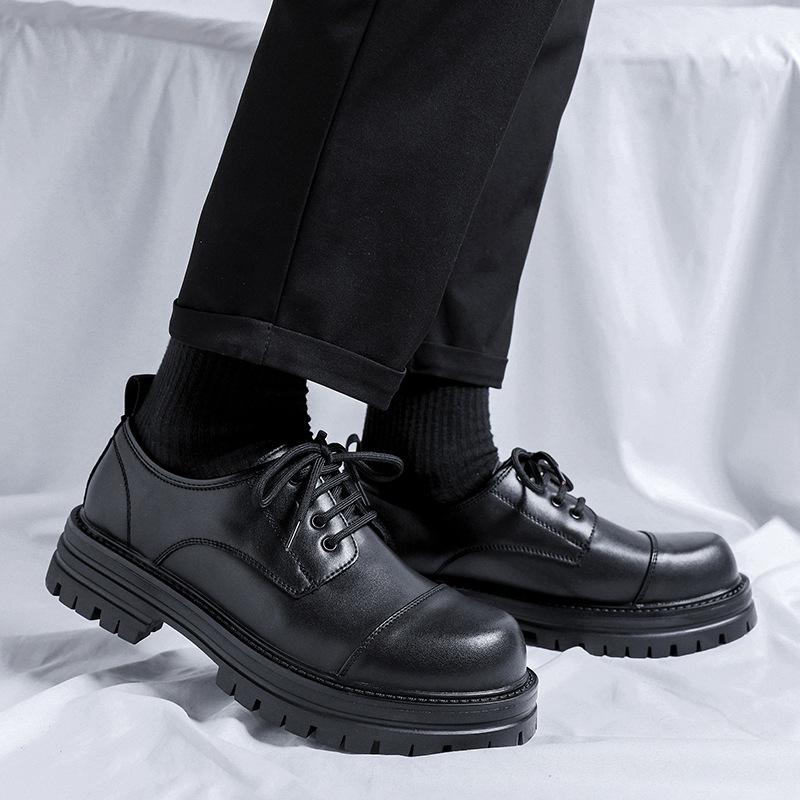 Casual British platform derby shoes men's high-end black wedding groom low-top Martin boots 65221-A