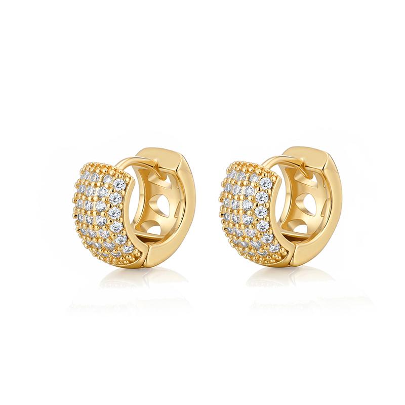 Luxury AAAA Zirconia Round Huggie Hoop Earrings For Women Geometric Ear Buckle Wedding Engagement Party Trendy Classic Jewelry