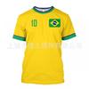 Herren T-Shirt Brasilien Fußball Nationalmannschaft Kurzarm Rundhals Feuchtigkeitsableitend Lässiges T-Shirt
